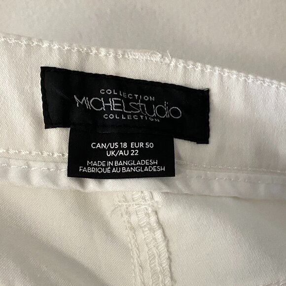 NWT Michel Studio Collection White Cotton Blend Skinny Leg Pants - Picture 3 of 14